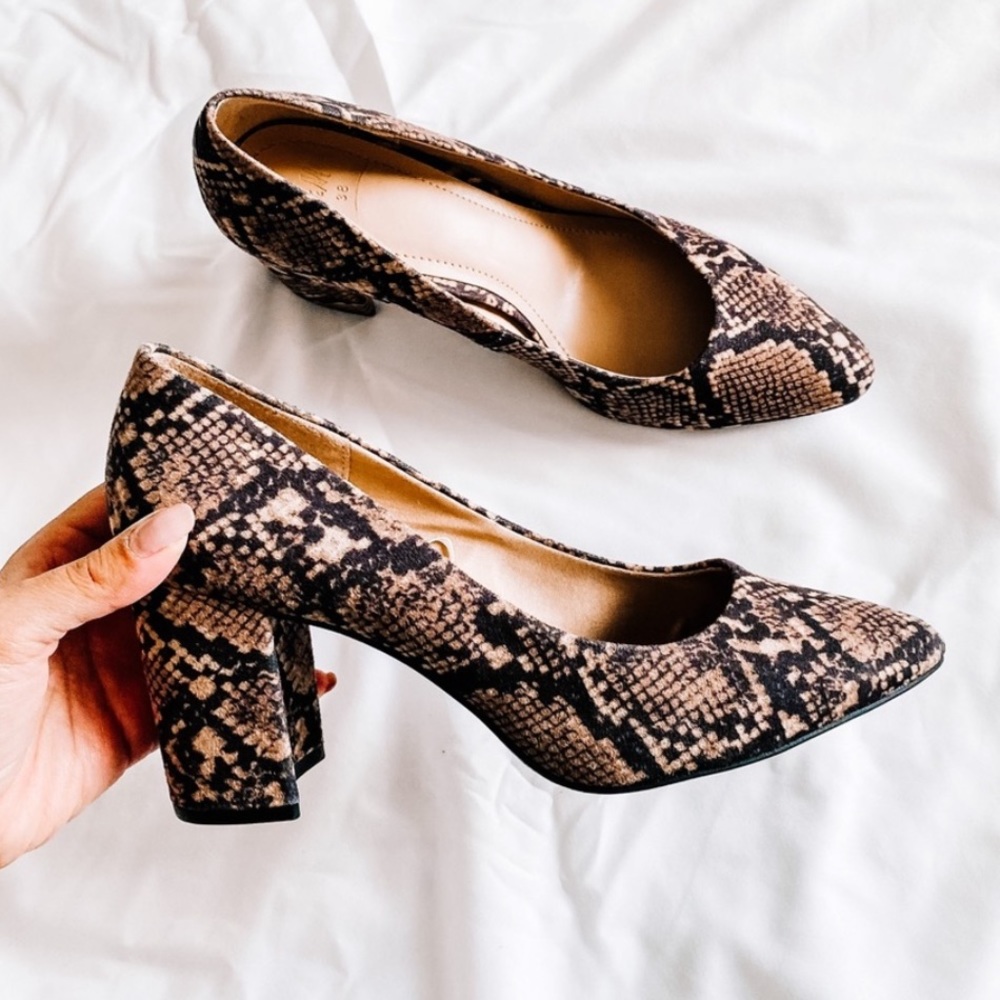 H&M Snake Print Block Chunky Heels 3”